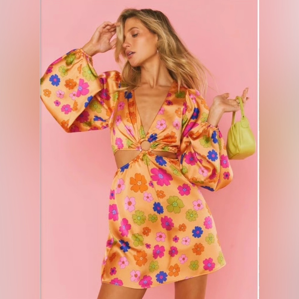SHOW ME YOUR MUMU Floral Cut Out Mini Dress